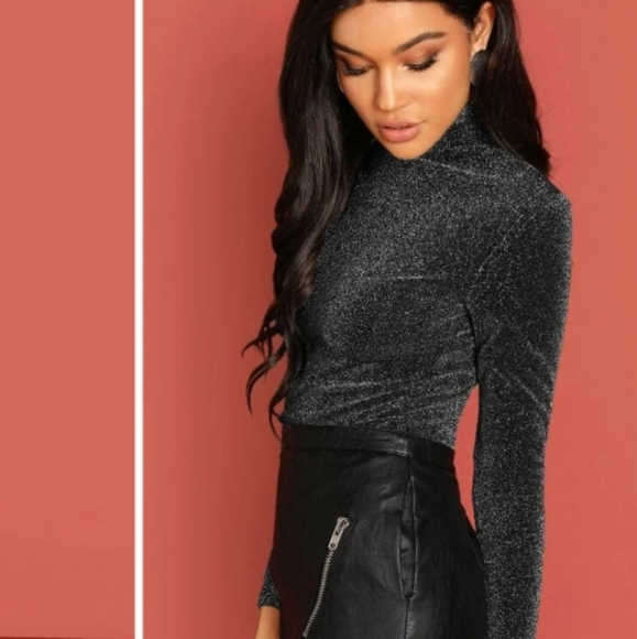 Shein- Sheer Glittery Turtleneck - Picture 4 of 5